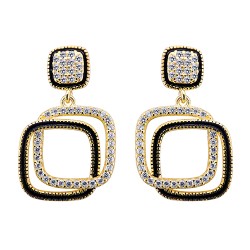 925 Silver 14ct Gold Plated CZ Set Stud Earrings