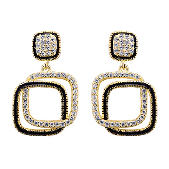925 Silver 14ct Gold Plated CZ Set Stud Earrings