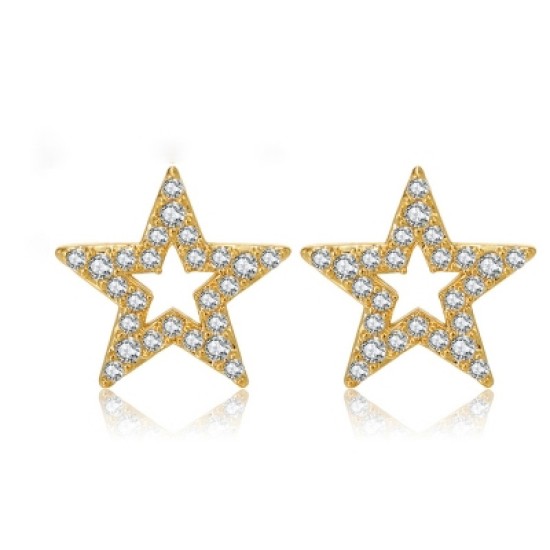 925 Silver 14ct Gold Plated CZ Set Stud Earrings