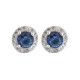 925 Silver Rhodium Halo Stud Earrings Sapphire Centre CZ