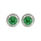 925 Silver Rhodium Halo Stud Earrings Emerald Centre CZ