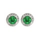 925 Silver Rhodium Halo Stud Earrings Emerald Centre CZ