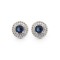 925 Silver Rhodium Halo Stud Earrings Sapphire Centre CZ