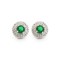 925 Silver Rhodium Halo Stud Earrings Emerald Centre CZ