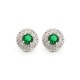 925 Silver Rhodium Halo Stud Earrings Emerald Centre CZ