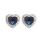 925 Silver Rhodium Heart Shape Stud Earrings Sapphire Centre CZ