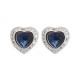 925 Silver Rhodium Heart Shape Stud Earrings Sapphire Centre CZ