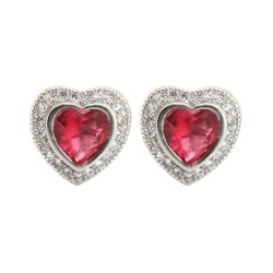 925 Silver Rhodium Heart Shape Stud Earrings Ruby Centre CZ