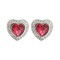 925 Silver Rhodium Heart Shape Stud Earrings Ruby Centre CZ