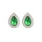 925 Silver Rhodium Pear Shape Stud Earrings Emerald Centre CZ