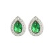 925 Silver Rhodium Pear Shape Stud Earrings Emerald Centre CZ