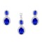 925 Silver Rhodium Princess Kate Sapphire Centre CZ Earrings and Pendant Set