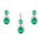 925 Silver Rhodium Princess Kate Emereld Centre CZ Earrings and Pendant Set