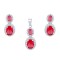 925 Silver Rhodium Princess Kate Ruby Centre CZ Earrings and Pendant Set