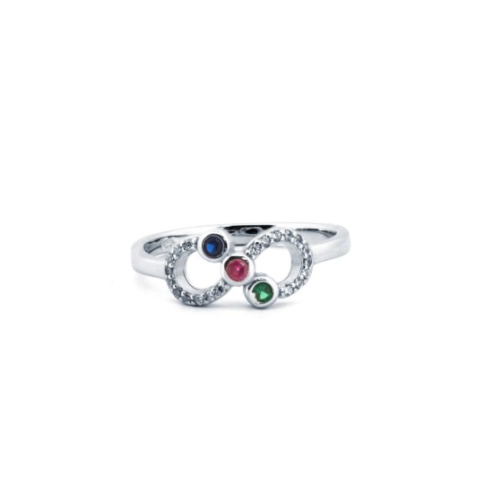 925 Silver Rhodium CZ Set Infinity Ring