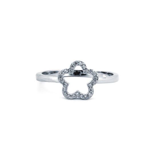925 Silver Rhodium CZ Set Dress Ring