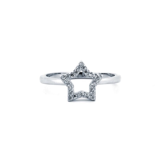 925 Silver Rhodium CZ Set Dress Ring