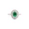 925 Silver Rhodium CZ Set Oval Cluster Emerald Green Centre