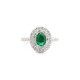925 Silver Rhodium CZ Set Oval Cluster Emerald Green Centre