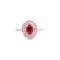 925 Silver Rhodium CZ Set Oval Cluster Ruby Red Centre