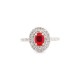 925 Silver Rhodium CZ Set Oval Cluster Ruby Red Centre