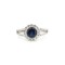 925 Silver Rhodium CZ Set Round Cluster Sapphire Blue Centre