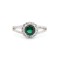 925 Silver Rhodium CZ Set Round Cluster Emerald Green Centre