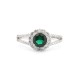 925 Silver Rhodium CZ Set Round Cluster Emerald Green Centre