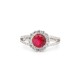 925 Silver Rhodium CZ Set Round Cluster Ruby Red Centre