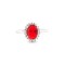 925 Silver Rhodium CZ Set Oval Cluster Ruby Red Centre