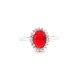 925 Silver Rhodium CZ Set Oval Cluster Ruby Red Centre
