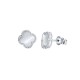 925 Silver Rhodium Clover Stud Earrings MOP