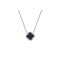 925 Silver Rhodium Clover Necklace Onyx
