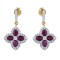 925 Silver 14ct Gold Plate CZ Set Clover Drop Earrings Red
