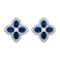 925 Silver 14ct Gold Plate CZ Set Clover Stud Earrings Blue