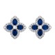 925 Silver 14ct Gold Plate CZ Set Clover Stud Earrings Blue