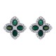 925 Silver 14ct Gold Plate CZ Set Clover Stud Earrings Green