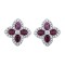 925 Silver 14ct Gold Plate CZ Set Clover Stud Earrings Red