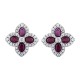 925 Silver 14ct Gold Plate CZ Set Clover Stud Earrings Red