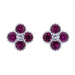 925 Silver Rhodium CZ Set Clover Stud Earrings
