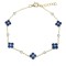925 Silver 14ct Gold Plated CZ Set Clover Bracelet Blue