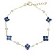 925 Silver 14ct Gold Plated CZ Set Clover Bracelet Blue