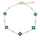 925 Silver 14ct Gold Plated CZ Set Clover Bracelet Green