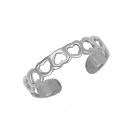 9ct White Gold Hearts Toe Ring