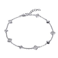 925 Silver Rhodium Plated CZ Set Bracelet