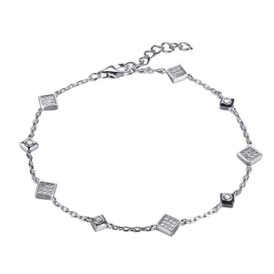 925 Silver Rhodium Plated CZ Set Bracelet