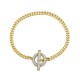 925 Silver 14ct Gold Plated CZ Set T Bar Bracelet