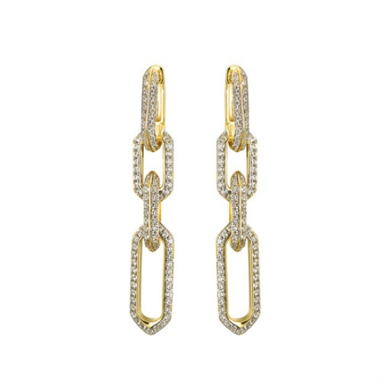 925 Silver 14ct Gold Plated CZ Set Earrings