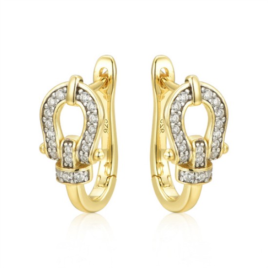 925 Silver 14ct Gold Plated CZ Set Earrings