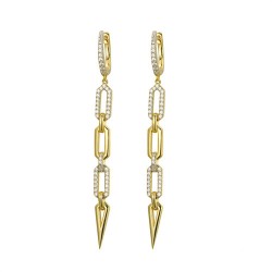 925 Silver 14ct Gold Plated CZ Set Earrings